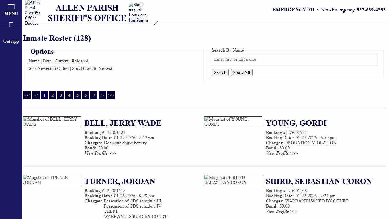 Inmate Roster - Current Inmates Booking Date Descending - Allen Parish Sheriff's Office